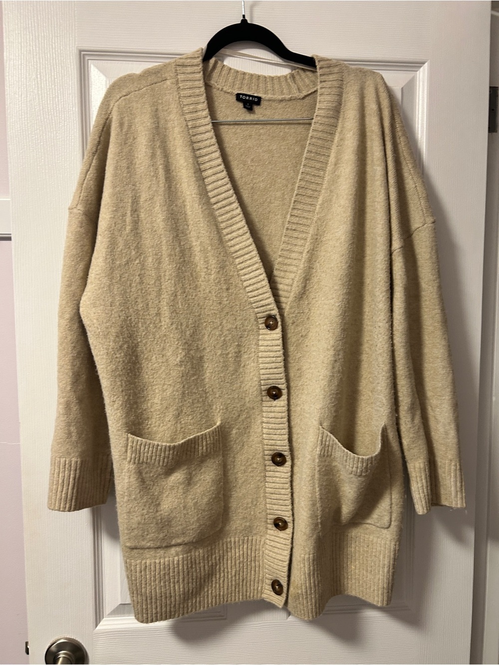torrid Cream Button-Front Oversized Cardigan